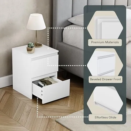 Vida Designs Denver, mesita de noche blanco de mdf y tablero de partículas — imagen 5 de 6