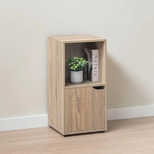 LOLAhome cubo (pack 2), mesita de noche roble de tablero laminado de 12 mm color roble — imagen 4 de 6