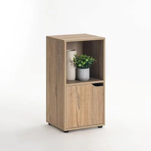 LOLAhome cubo (pack 2), mesita de noche roble de tablero laminado de 12 mm color roble — imagen 5 de 6