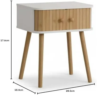 INDE MOBLEKIT INDE bambú, mesita de noche blanco con bambú de madera de ingeniería con puertas de bambú y patas cónicas de madera — imagen 2 de 6
