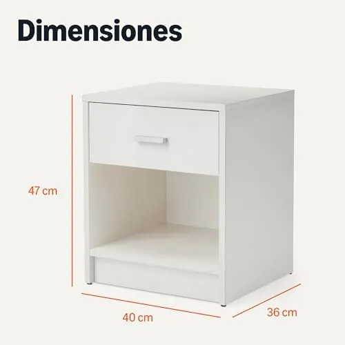 Amazon Basics Amazon Basics, mesita de noche blanco de melamina sobre madera con certificación fsc — imagen 2 de 5