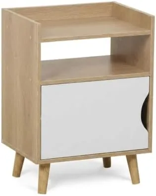 Weida Home nórdica, mesita de noche blanco de madera con acabado blanco