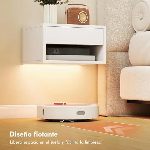 HOMCOM flotantes LED, mesita de noche blanco de melamina — imagen 6 de 6
