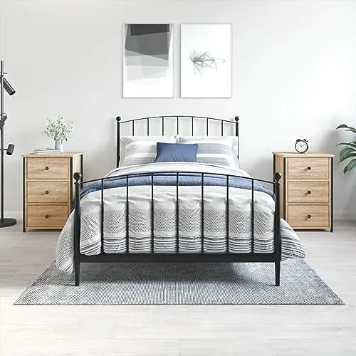 vidaXL industrial, mesita de noche roble sonoma de estructura de hierro con madera de ingeniería resistente a la humedad — imagen 2 de 6