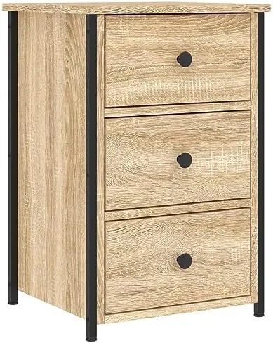 vidaXL industrial, mesita de noche roble sonoma de estructura de hierro con madera de ingeniería resistente a la humedad — imagen 5 de 6