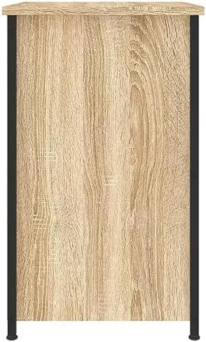 vidaXL industrial, mesita de noche roble sonoma de estructura de hierro con madera de ingeniería resistente a la humedad — imagen 6 de 6