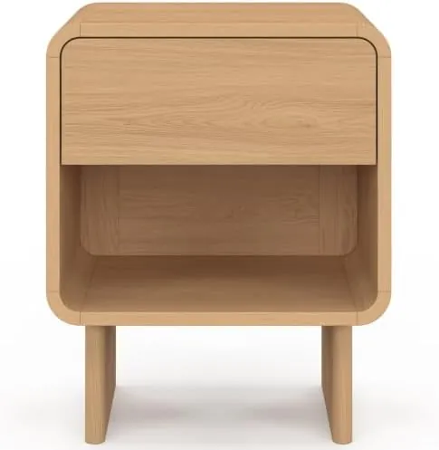 IDMarket Capucine, mesita de noche haya de madera de ingeniería con acabado haya — imagen 4 de 6