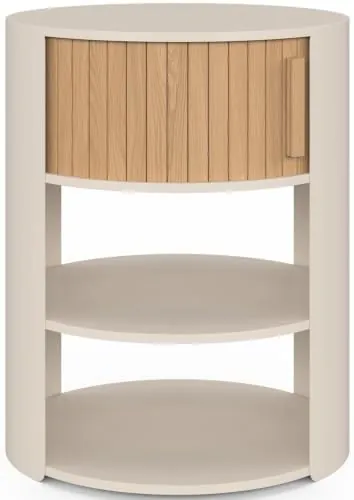 IDMarket Tono redondas, mesita de noche beige y madera de estructura de metal con tablero de mdf — imagen 4 de 6
