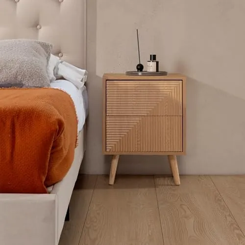 HOMN LIVING Telmo, mesita de noche roble de melamina de 15 mm en color roble — imagen 2 de 6