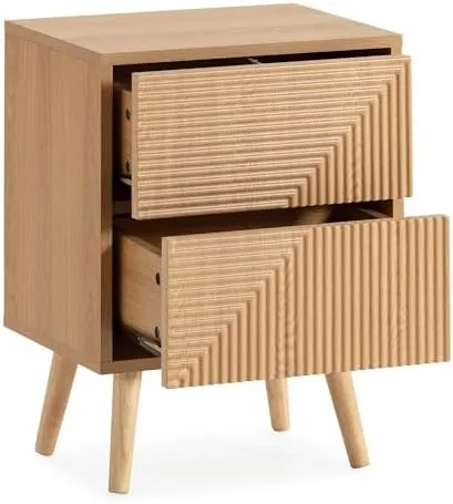 HOMN LIVING Telmo, mesita de noche roble de melamina de 15 mm en color roble — imagen 3 de 6
