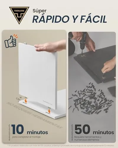 SONGMICS HOME SONGMICS KADIN, mesita de noche blanco nieve de aglomerado de alta calidad con sobre de contrachapado — imagen 4 de 6