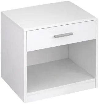 Home Heavenly Silva, mesita de noche blanco de mdf lacado en blanco
