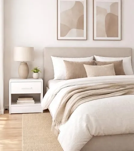 Home Heavenly Silva, mesita de noche blanco de mdf lacado en blanco — imagen 2 de 6