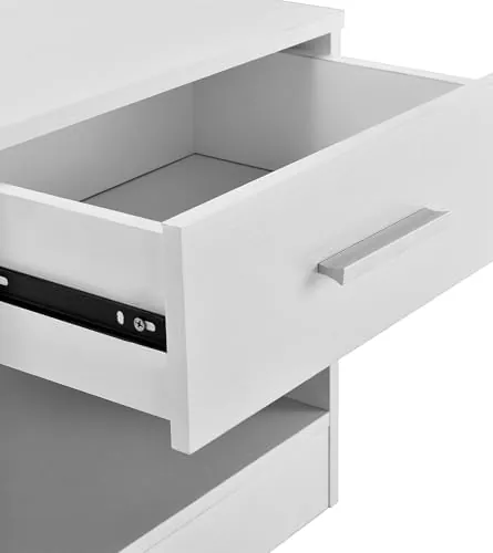 Home Heavenly Silva, mesita de noche blanco de mdf lacado en blanco — imagen 5 de 6
