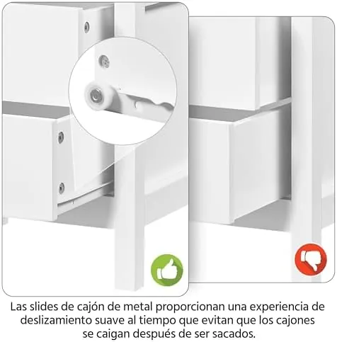 Yaheetech laterales X, mesita de noche blanco de mdf con certificación e1 y revestimiento resistente al agua — imagen 6 de 6