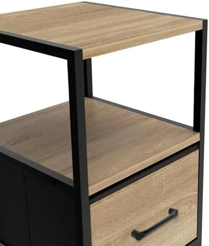 IDMarket Utah (pack 2), mesita de noche negro de tablero de partículas efecto madera con estructura de metal — imagen 5 de 5
