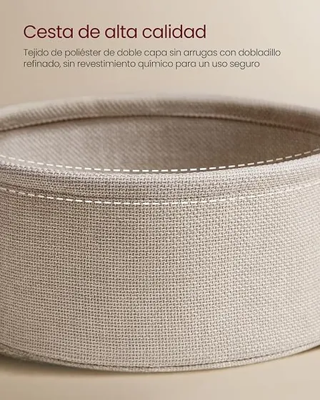 VASAGLE LILEA redonda, mesita de noche blanco mate + marrón camello de tablero de aglomerado sobre acero — imagen 6 de 6