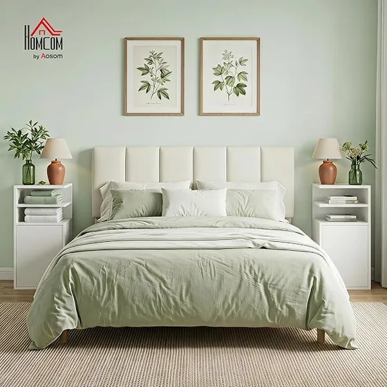 HOMCOM estrecha (pack 2), mesita de noche blanco de melamina sobre tablero de madera — imagen 2 de 6