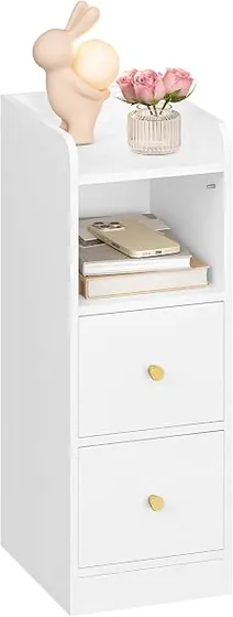 Hzuaneri cajones intercambiables, mesita de noche blanco de tablero de madera de ingeniería