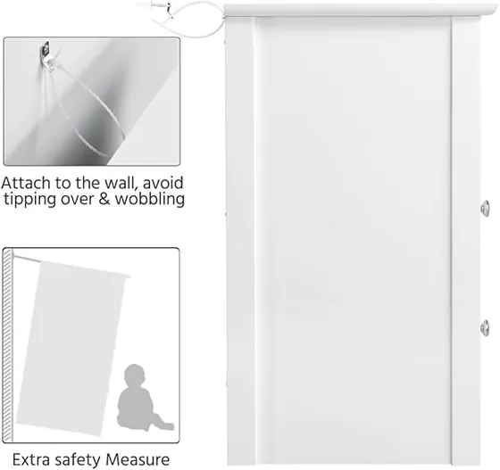Yaheetech MDF lacado (pack 2), mesita de noche blanco de mdf macizo lacado — imagen 6 de 6