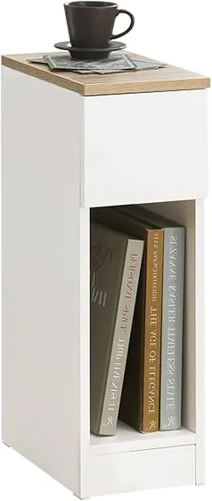 SoBuy estrecha 20 cm, mesita de noche blanco de mdf y tablero de partículas clase e1