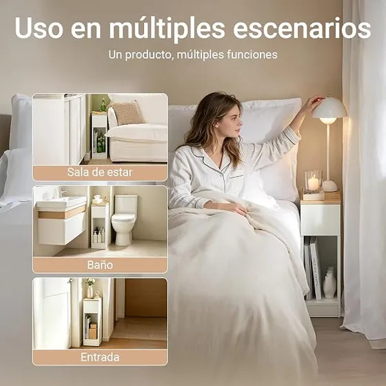 SoBuy estrecha 20 cm, mesita de noche blanco de mdf y tablero de partículas clase e1 — imagen 5 de 6