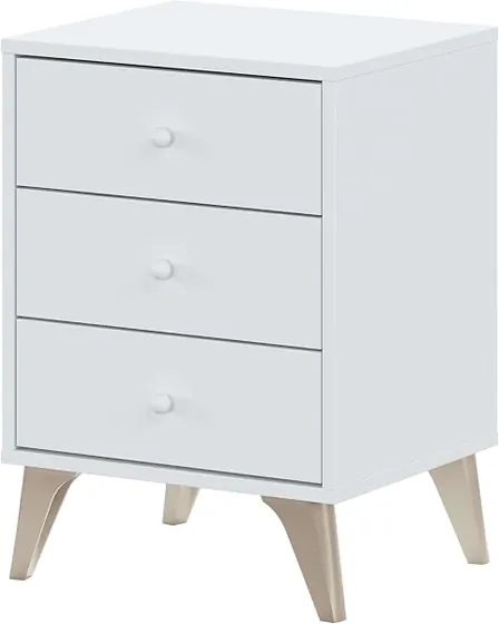 Habitdesign Sweet, mesita de noche blanco artik de tablero de partículas melaminizado con certificación pefc