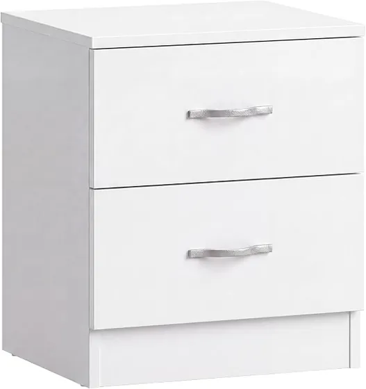 Vida Designs guías metálicas, mesita de noche blanco de tablero con acabado mate en tono fresno