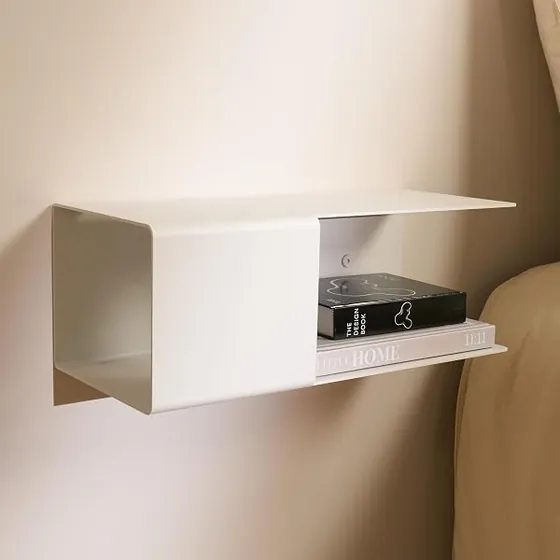Design Hamburgo aluminio, mesita de noche blanco mate de aluminio de 3 mm con recubrimiento en polvo
