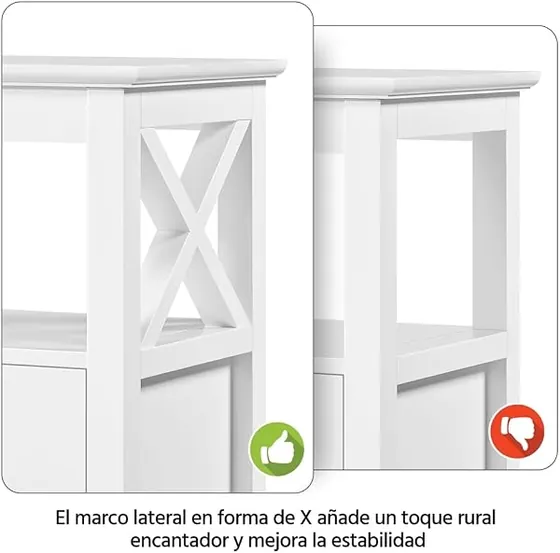 Yaheetech detalle en X, mesita de noche blanco de paneles de mdf e1 con pintura resistente al agua — imagen 5 de 6