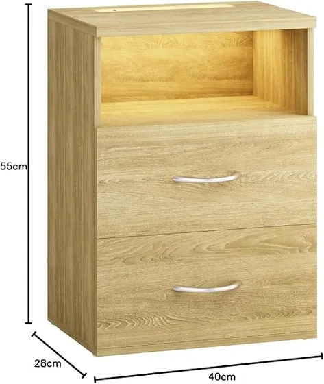 CASARIA Jamie luz táctil (pack 2), mesita de noche roble de tablero de madera de ingeniería en acabado roble — imagen 3 de 6