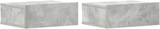 vidaXL flotante gris (pack 2), mesita de noche gris hormigón de madera de ingeniería en acabado gris hormigón