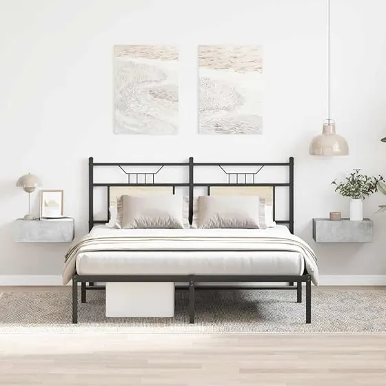 vidaXL flotante gris (pack 2), mesita de noche gris hormigón de madera de ingeniería en acabado gris hormigón — imagen 2 de 6