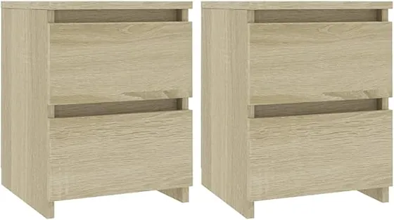 vidaXL roble sonoma (pack 2), mesita de noche roble sonoma de aglomerado en acabado roble sonoma