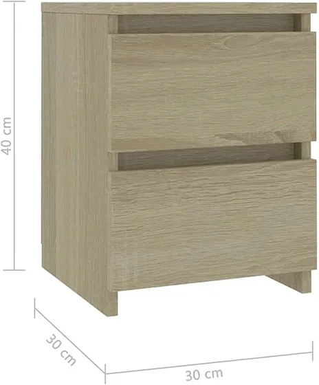 vidaXL roble sonoma (pack 2), mesita de noche roble sonoma de aglomerado en acabado roble sonoma — imagen 3 de 6