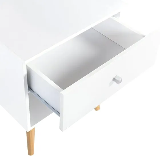 IDMarket Emmie (pack 2), mesita de noche blanco de tablero de partículas de 15 mm con patas de madera — imagen 6 de 6